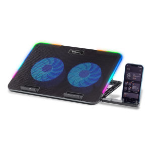 Alcatroz Vendaval RGB Laptop Cooler | Dual USB | Adjustable Height | 10 RGB Modes | Phone Holder