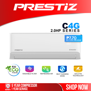 PRESTIZ CS-18IRC4G 2.0 HP Split Type Inverter Air Conditioner R32 Refrigerant Rotary Switch Energy Saving Charged Ion Filter Aircon [Hot Selling AC]