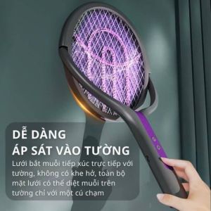 Vợt Muỗi Điện Xoay 360° Đèn UV Hút Muỗi – Tay Cầm Kéo Dài 106cm Áp Sát Tường An Toàn Chống Giật