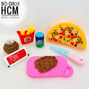 Đồ chơi túi bánh pizza mini 14 chi tiết cho bé thích nấu ăn nhà bếp cắt thái trái cây hoa quả đồ chơi nhập vai C207B