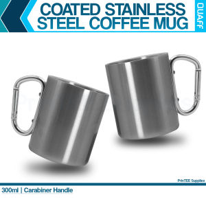 PrinTEE - QUAFF 300ML Coated Stainless Steel Coffee Mug Hot & Cold with Carabiner Handle