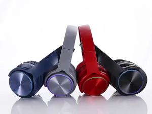 W413  Blue Headphones Over-Ear 5.0RGB Luminous Stereo Bass Foldable Card FM Blue Headset #