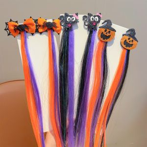 KEASHI 1/2/3 Pair Gradient Colored Womens Halloween Hair Clips Wig Piece Gothic Style Halloween Wig Hairpins Halloween Decorations Black Cat Party Atmosphere Headwear Girls