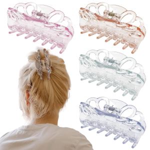Bphne 4 Pack Clear Hair Clips for Women – 3.5 Inch Butterfly Banana Clips Non Slip Strong Hold Jaw Clamps Transparent Hair Clips for Thick or Thin Hair