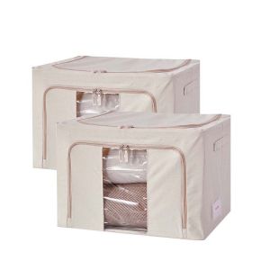 Organizer Storage Eco-friendly Waterproof Oxford Fabric Foldable Six Steel Frame Moving Clothes Quilt Storage