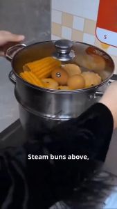 Stainless Steel Steamer Cookware Pot Double-layer Three Layers 304 Steel With Lid Cooking Pot Hot Pot Steamer Soup Pot