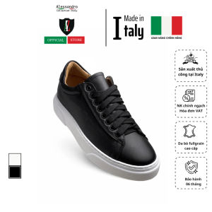 Giày Sneaker Nam Bằng Da Thật Màu Đen - Alessandro - Sản Xuất Chính Hãng Tại Ý_Alex-16_Black