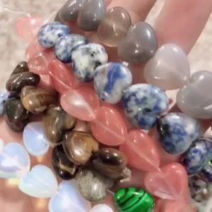 40pcs Natural Heart Shape Semi-Precious Stone Beads Charm Making for DIY Jewelry Bracelet Necklace Women Gift Size 10x10mm