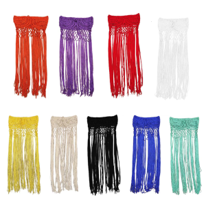 Hand Knitted Long Tassels Beach Dress Hollowed Beach Coverup Skirt See Through Crochet Swimwears Wrap for Beach Parties