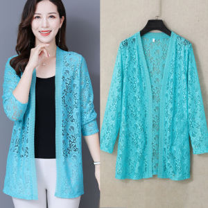 ฤดูร้อนใหม่ยาวลูกไม้คาร์ดิแกนแสงแจ็คเก็ตแขนยาวเสื้อผ้าป้องกันแสงแดด