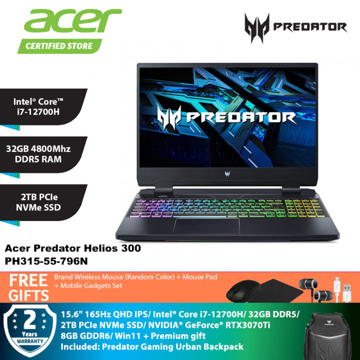 Acer Predator Helios 300 PH315-55-796N (12th Gen) Gaming Laptop