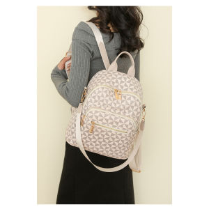 IELGY Fashion Backpack Retro Printed Letter Large Capacity Outing Travel Three-Purpose