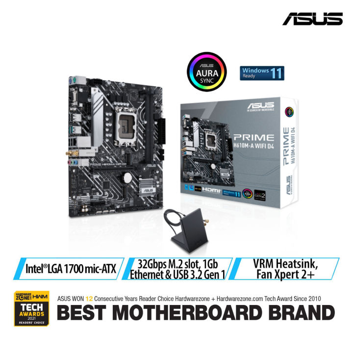 Carte Mère ASUS Prime H610M-A WiFi LGA1700 MicroATX - Fiable Et Performante