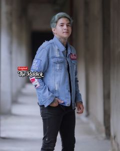 Jaket jeans cowok emblem hiphop oversize terbaru lengan panjang the riddik