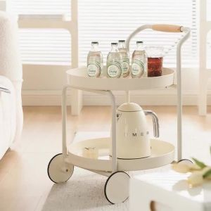 xpkQ Nordic Movable Side Table Anti-rust Paint Finish Easy Clean Rolling Cart Rounded Corners Anti-collision Living Room Furniture H8M4T