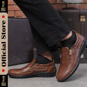 SUNO LEATHER -Sepatu kulit cowok keren  Resleting hitam Cokelat Tan Shoes
