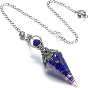 BLISSFUL Yoga Pendant Natural Chips Pendulums Dowsing Hexagonal Cone Witchcraft Pendulo Necklace Accessories Spiritual Crystal Pendulum Women