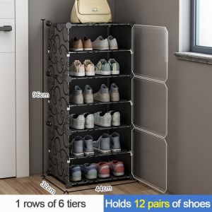 Nearra 2 row-6/8 Layer Shoe Rack with Dust-Proof Storage Cabinet Stackable Door-Equipped Shoe Boxes
