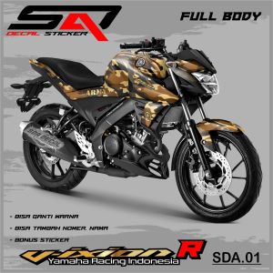Stiker Custom Full Body VIXION R - Decal Sticker Striping Variasi Motor VIXION R Motif ARMY SDA.01
