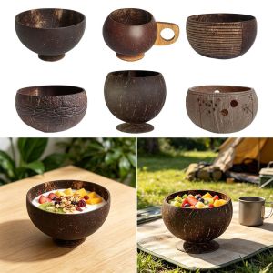 MUMU Handmade Natural Coconut Bowl 10 Styles Geometric Shape Wooden Tableware High Quality Wood Dessert Fruit Salad Bowl For Acoustic Folk Guitar
