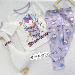 【C087】High Quality Disney Boy Girl Pajamas Cotton Baby Kids Sleeping Wear baju tidur Toddler Mickey Donald Minnie 呼吸棉睡衣