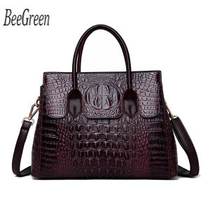 BeeGreen Women High Quality PU Leather Handbag Crocodile Pattern Shoulder Bag Lady Elegant Commuter Bag
