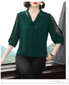 Womens Shirt Loose Plus Size Short Sleeve Chiffon Shirt Fashion Elegant Tops
