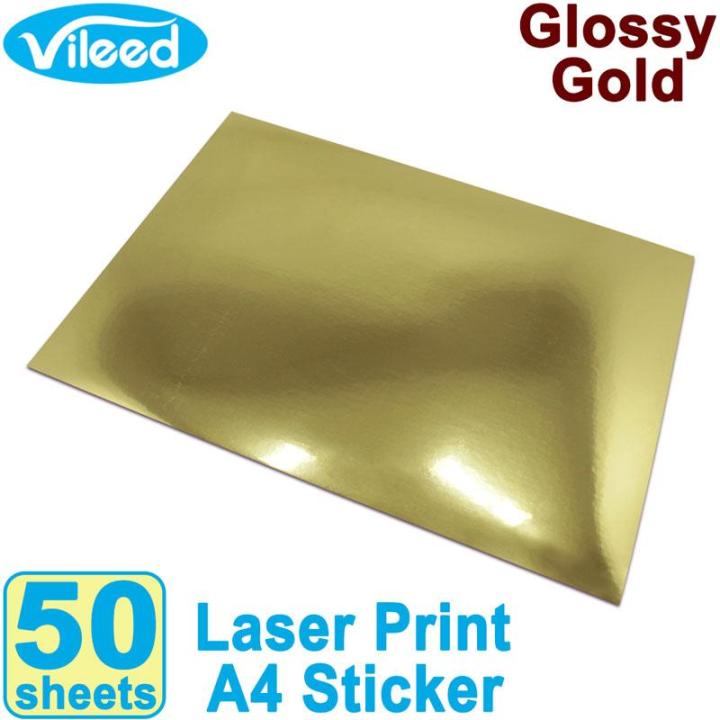 Vileed 50 Sheets A4 Print PET Matte Silver Gold Sticker for Inkjet or