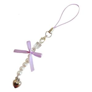 Sweet Phone Chain Strap Lanyard Bowknot Heart Bead Pendant Phone Charm Hanging Decoration Cute Phone Accessories