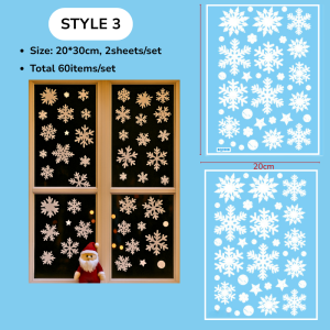 2 Sheets Snowflake Sticker Christmas For Window Glass Wall Decorations Cling Decal Static Stickers For Xmas Party Decor