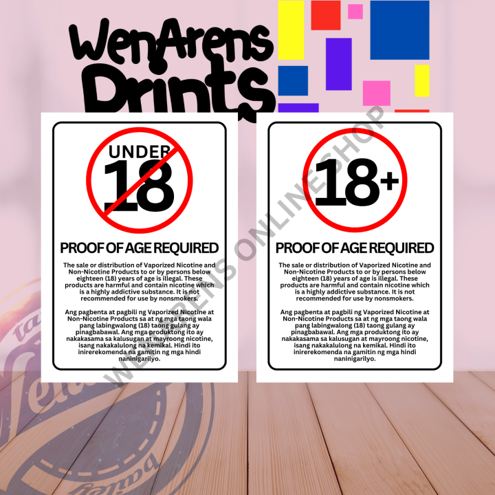 Under 18 + only Proof of Age Required No Minors Signage | Lazada PH