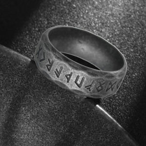 Hiphop 8/10/12mm Antique Silver Color Stainless Steel Rings For Men Women Retro Viking Rune Ring Punk Gothic Rock Biker Jewelry h260529