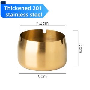 Brightbling Stainless Steel Gold Plated Home Office Desktop Windproof Gold Plated Silver Plated Ashtray