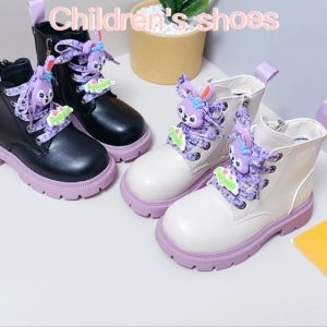 LUCKIDS kids shoes angele zip leather ankle  boots for kids girl black shoes for kids girls size 23-32