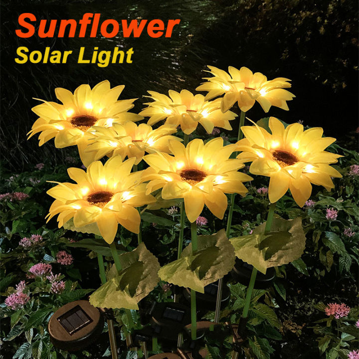 1/2pcs Solar Sunflower Lights Garden Outdoor LED Flower Lamp Landscape ...