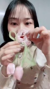 Dây buộc tóc scrunchie hoa tuylip voan tơ ánh kim chun cột tóc nơ hoa uất kim hương