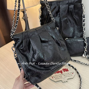 [Chuẩn hãng] Túi nữ đi du lịch đeo chéo + đeo vai size 30 & 23 xích bạc chất da xịn sang