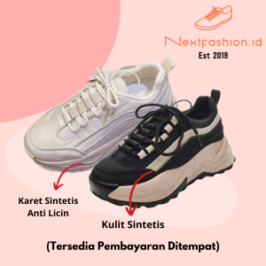 Sepatu Sneakers Wanita Premium Hitam Beige 245 Nextfashion