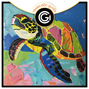 Tranh con rùa phong thủy phong cách đơn giản dễ thương tranh treo tường dán tường phòng bé trai-bé gái.CGI-874