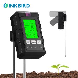 INKBIRD HiOazo ST-03 Multifunctional Soil Detector 6-in-1 Soil Moisture Detector with LCD Measures Soil Fertility Moisture Temperature PH Sunlight Intensity Ambient Humidity