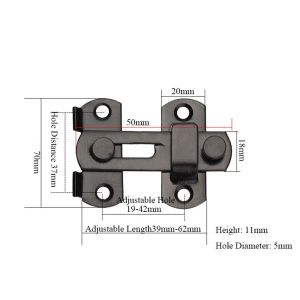 FOUNDTWO 1Pcs Rustic Right Angle Sliding Safety 90 Degree Door Lock Home Hardware Gate Bolt Door Buckle