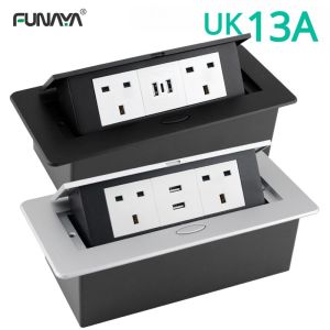 UK/MY/SG Pop Up Sockets Table 2 3 Outlets USB Fast Charge Type-C Electric Box Benchtop Recessed Power Strip Desktop Desk Hidden Socket