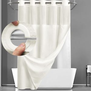 BEBA Detachable Lining Waffle Shower Curtain Double-layer Waterproof Kitchen Door Curtain Modern No Hook Window Curtain Bedroom