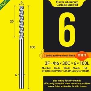 XJL Mirror Finish Carbide End Mill For Aluminum 3 Flute Milling Cutter 50L 75L 100L CNC Cutting Tool