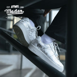 MADEN brand workwear style men youth 2025 autumn new school air force version Chinese style silk board shoes mens shoes koi embroidery versatile small black shoes thick soled sports and leisure trendy shoes