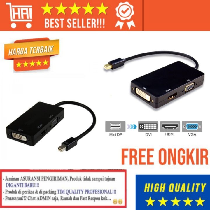 KONVERTER MINI DISPLAYPORT KE HDMI DVI VGA PORT THUNDERBOLT