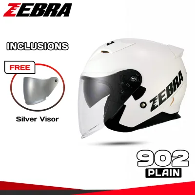 Zebra YM-902 Plain Motorcycle Helmet Half Face Motor Dual Visor With Men And Women ICC