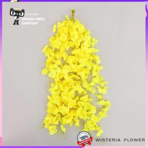 Silk Artificial Wisteria 110cm Hanging Garland Purple Faux Flowers Vine for Wedding Ceiling Home Decor