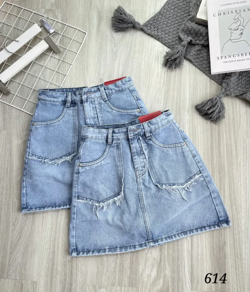 Chân váy jeans phối nút - Danangsale