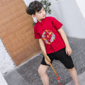 Kids Chinese New Year Clothing Children Cny Short-Sleeved Tshirts Shorts Boy Spring Festival Tang Suits 92/4. 